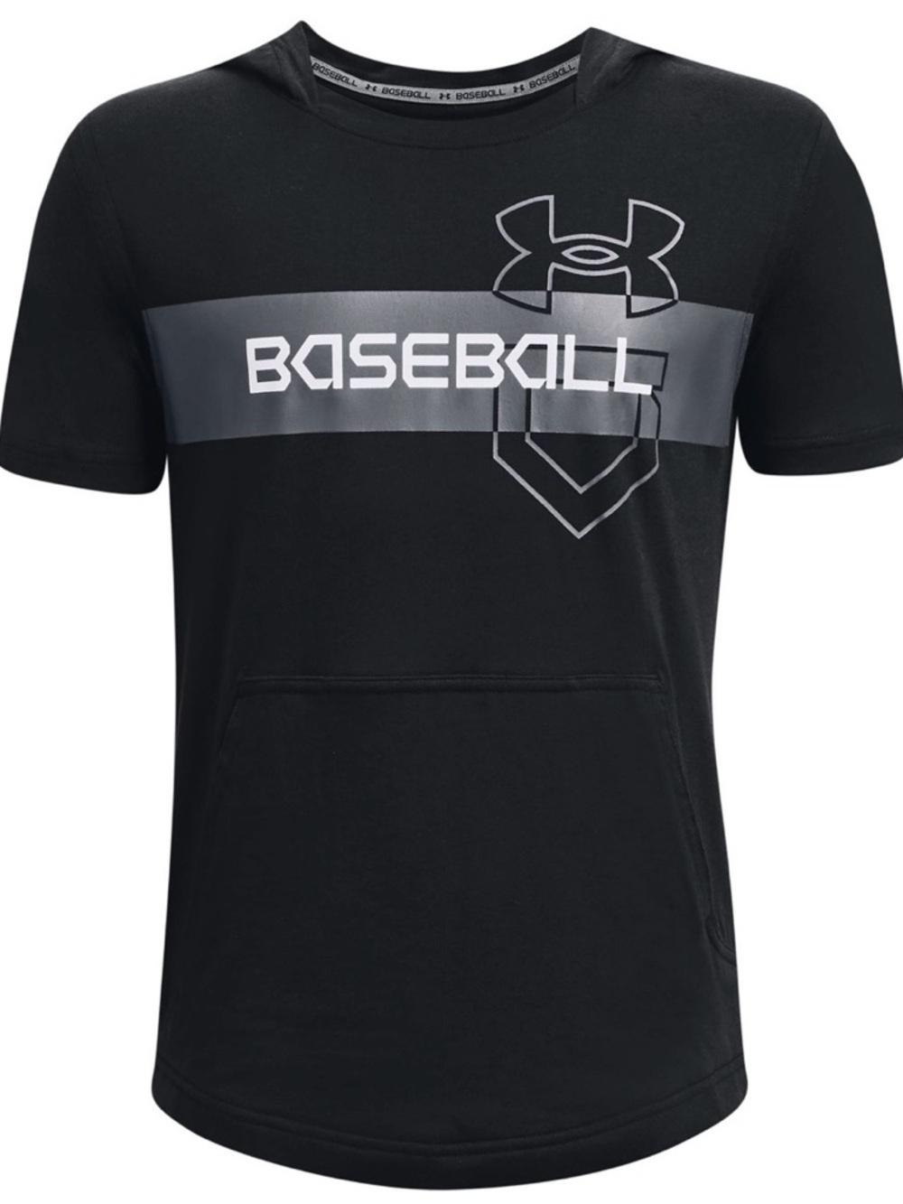 Under Armour Baseball Youth large YLG Shirt Hooded Black Pocket Cotton Blend NWT